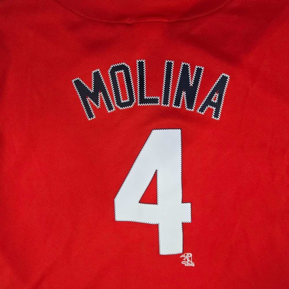 St Louis Cardinals Yadier Molina 4 Youth XL Red Baseball Jersey Team Athletics - Picture 9 of 10